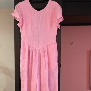 Free People Onsie Jumper, Crepe Fabric, Pink, Short Sleeve